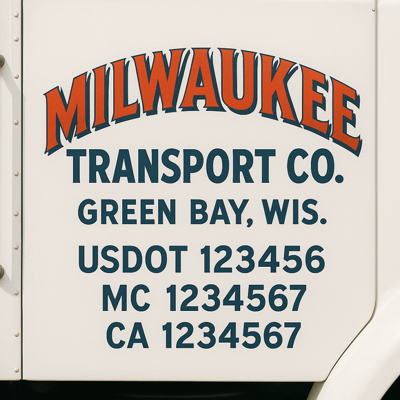 Truck Door Decal Sticker Lettering With USDOT, MC, CA, KYU, GVW & More | Custom Truck Door Decal Sticker Signs (Set of 2)