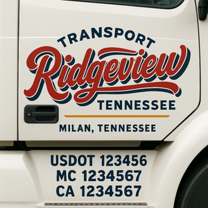Truck Door Decal Sticker Lettering With USDOT, MC, CA, KYU, GVW & More | Custom Truck Door Decal Sticker Signs (Set of 2)
