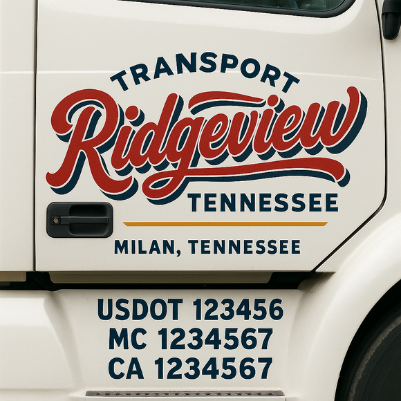 Truck Door Decal Sticker Lettering With USDOT, MC, CA, KYU, GVW & More | Custom Truck Door Decal Sticker Signs (Set of 2)