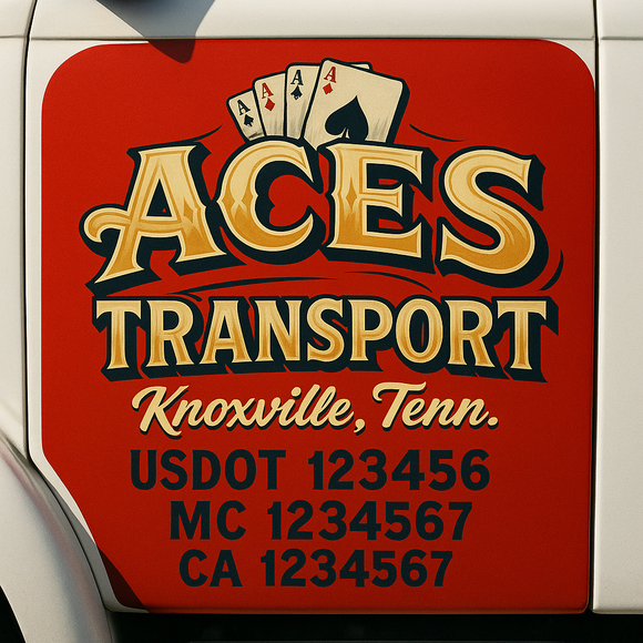 Truck Door Decal Sticker Lettering With USDOT, MC, CA, KYU, GVW & More | Custom Truck Door Decal Sticker Signs (Set of 2)