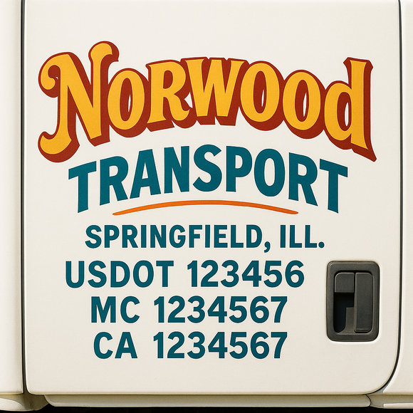 Truck Door Decal Sticker Lettering With USDOT, MC, CA, KYU, GVW & More | Custom Truck Door Decal Sticker Signs (Set of 2)
