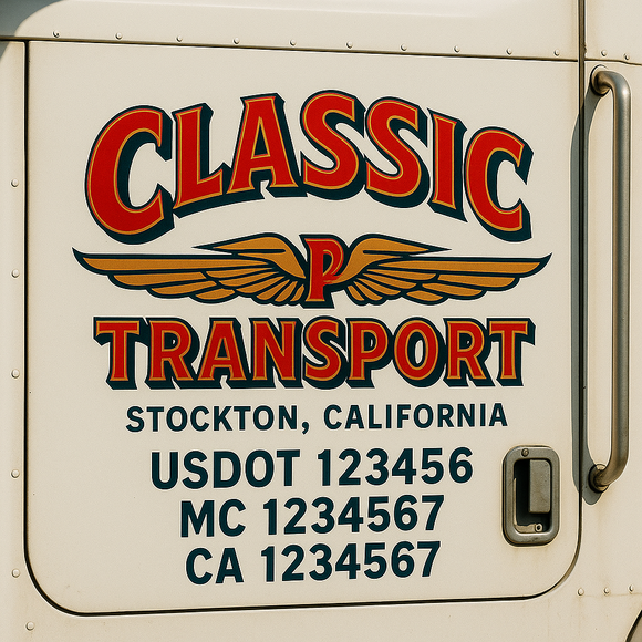 Truck Door Decal Sticker Lettering With USDOT, MC, CA, KYU, GVW & More | Custom Truck Door Decal Sticker Signs (Set of 2)
