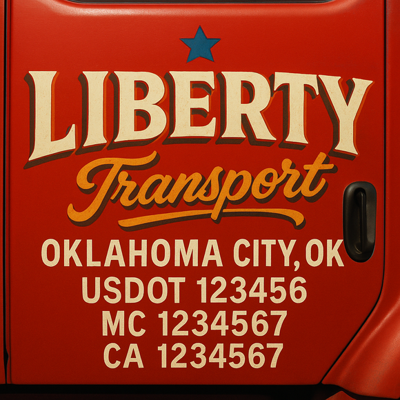 Truck Door Decal Sticker Lettering With USDOT, MC, CA, KYU, GVW & More | Custom Truck Door Decal Sticker Signs (Set of 2)