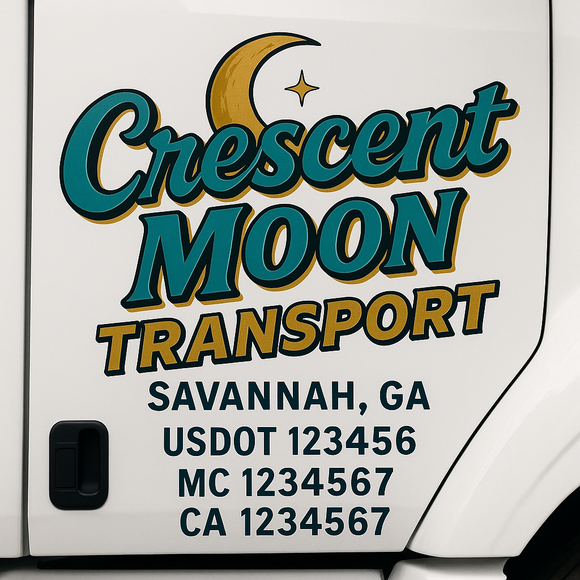 Truck Door Decal Sticker Lettering With USDOT, MC, CA, KYU, GVW & More | Custom Truck Door Decal Sticker Signs (Set of 2)