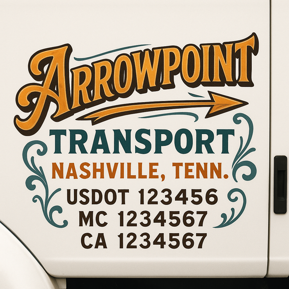 Truck Door Decal Sticker Lettering With USDOT, MC, CA, KYU, GVW & More | Custom Truck Door Decal Sticker Signs (Set of 2)