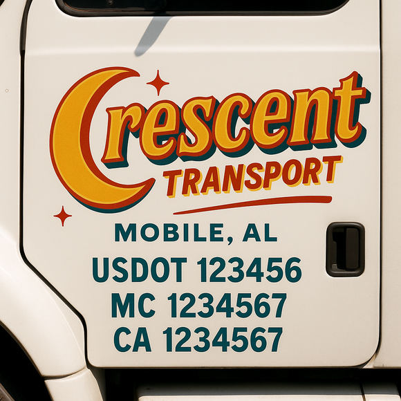 Truck Door Decal Sticker Lettering With USDOT, MC, CA, KYU, GVW & More | Custom Truck Door Decal Sticker Signs (Set of 2)