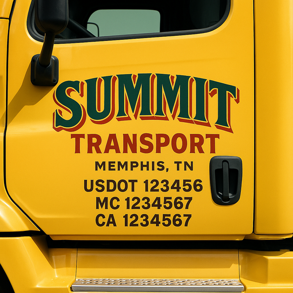 Truck Door Decal Sticker Lettering With USDOT, MC, CA, KYU, GVW & More | Custom Truck Door Decal Sticker Signs (Set of 2)