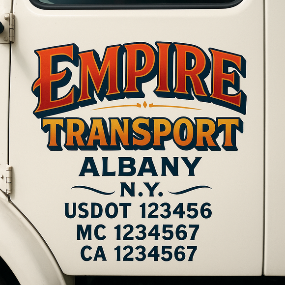 Truck Door Decal Sticker Lettering With USDOT, MC, CA, KYU, GVW & More | Custom Truck Door Decal Sticker Signs (Set of 2)