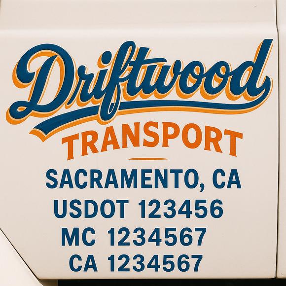 Truck Door Decal Sticker Lettering With USDOT, MC, CA, KYU, GVW & More | Custom Truck Door Decal Sticker Signs (Set of 2)