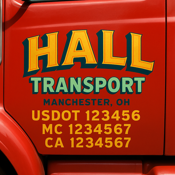 Truck Door Decal Sticker Lettering With USDOT, MC, CA, KYU, GVW & More | Custom Truck Door Decal Sticker Signs (Set of 2)