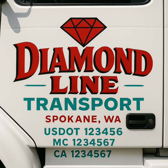 Truck Door Decal Sticker Lettering With USDOT, MC, CA, KYU, GVW & More | Custom Truck Door Decal Sticker Signs (Set of 2)