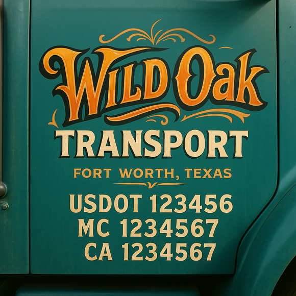 Truck Door Decal Sticker Lettering With USDOT, MC, CA, KYU, GVW & More | Custom Truck Door Decal Sticker Signs (Set of 2)