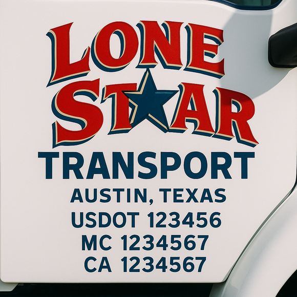 Truck Door Decal Sticker Lettering With USDOT, MC, CA, KYU, GVW & More | Custom Truck Door Decal Sticker Signs (Set of 2)