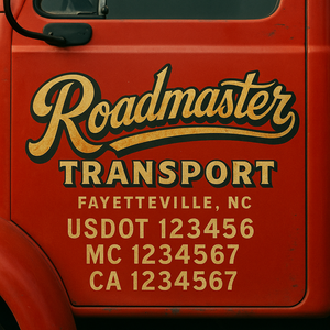 Truck Door Decal Sticker Lettering With USDOT, MC, CA, KYU, GVW & More | Custom Truck Door Decal Sticker Signs (Set of 2)