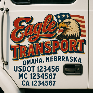 Truck Door Decal Sticker Lettering With USDOT, MC, CA, KYU, GVW & More | Custom Truck Door Decal Sticker Signs (Set of 2)