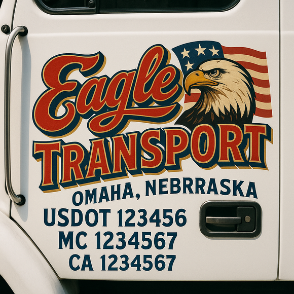 Truck Door Decal Sticker Lettering With USDOT, MC, CA, KYU, GVW & More | Custom Truck Door Decal Sticker Signs (Set of 2)