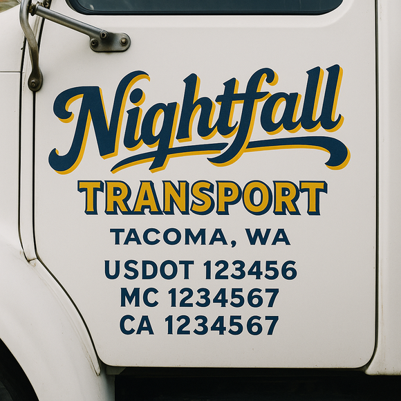 Truck Door Decal Sticker Lettering With USDOT, MC, CA, KYU, GVW & More | Custom Truck Door Decal Sticker Signs (Set of 2)