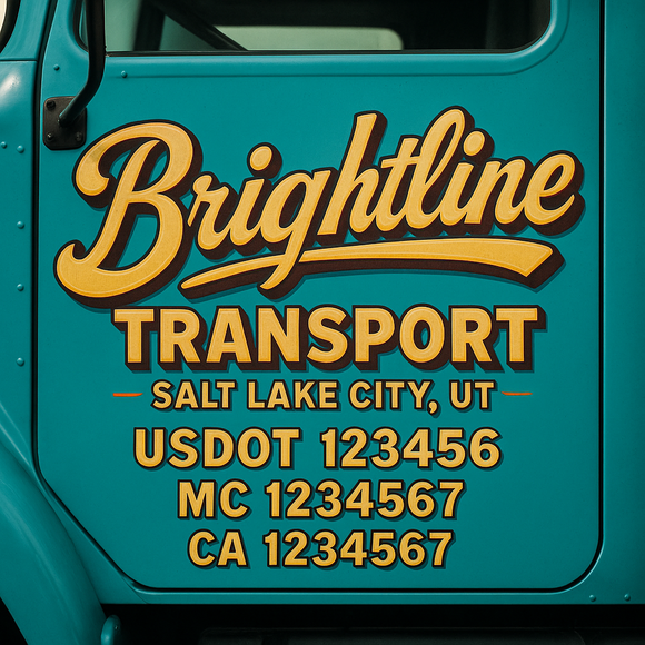 Truck Door Decal Sticker Lettering With USDOT, MC, CA, KYU, GVW & More | Custom Truck Door Decal Sticker Signs (Set of 2)