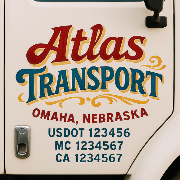 Truck Door Decal Sticker Lettering With USDOT, MC, CA, KYU, GVW & More | Custom Truck Door Decal Sticker Signs (Set of 2)