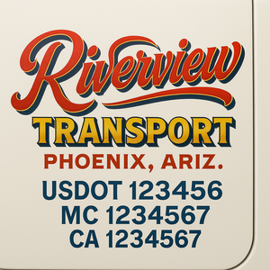 Truck Door Decal Sticker Lettering With USDOT, MC, CA, KYU, GVW & More | Custom Truck Door Decal Sticker Signs (Set of 2)