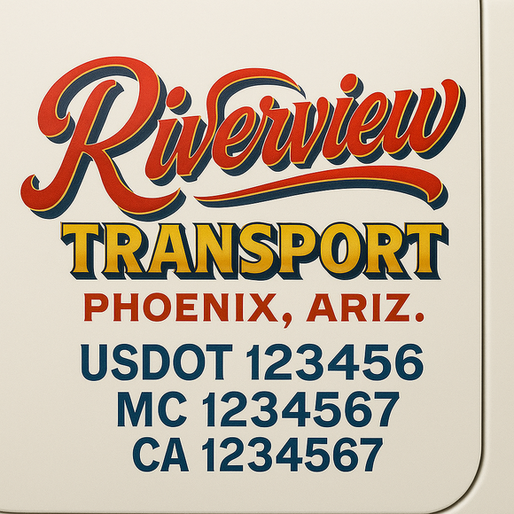 Truck Door Decal Sticker Lettering With USDOT, MC, CA, KYU, GVW & More | Custom Truck Door Decal Sticker Signs (Set of 2)