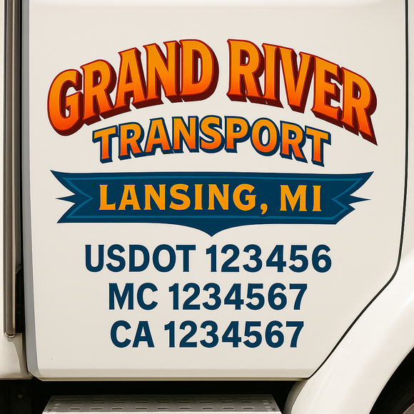 Truck Door Decal Sticker Lettering With USDOT, MC, CA, KYU, GVW & More | Custom Truck Door Decal Sticker Signs (Set of 2)