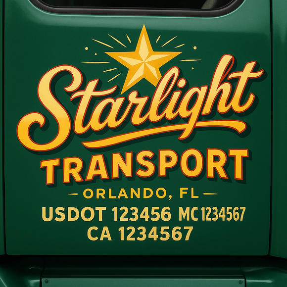 Truck Door Decal Sticker Lettering With USDOT, MC, CA, KYU, GVW & More | Custom Truck Door Decal Sticker Signs (Set of 2)