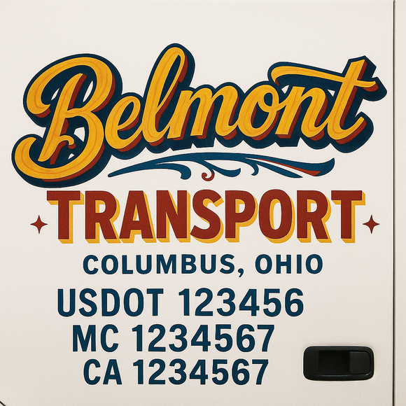 Truck Door Decal Sticker Lettering With USDOT, MC, CA, KYU, GVW & More | Custom Truck Door Decal Sticker Signs (Set of 2)