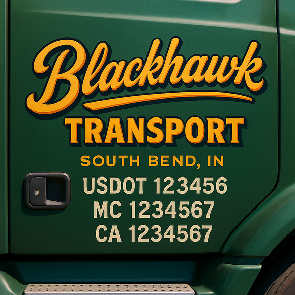 Truck Door Decal Sticker Lettering With USDOT, MC, CA, KYU, GVW & More | Custom Truck Door Decal Sticker Signs (Set of 2)