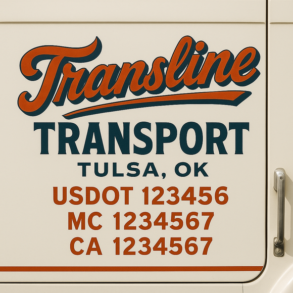 Truck Door Decal Sticker Lettering With USDOT, MC, CA, KYU, GVW & More | Custom Truck Door Decal Sticker Signs (Set of 2)