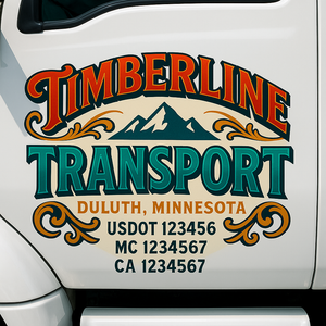 Truck Door Decal Sticker Lettering With USDOT, MC, CA, KYU, GVW & More | Custom Truck Door Decal Sticker Signs (Set of 2)