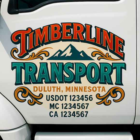 Truck Door Decal Sticker Lettering With USDOT, MC, CA, KYU, GVW & More | Custom Truck Door Decal Sticker Signs (Set of 2)