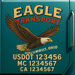 Truck Door Decal Sticker Lettering With USDOT, MC, CA, KYU, GVW & More | Custom Truck Door Decal Sticker Signs (Set of 2)