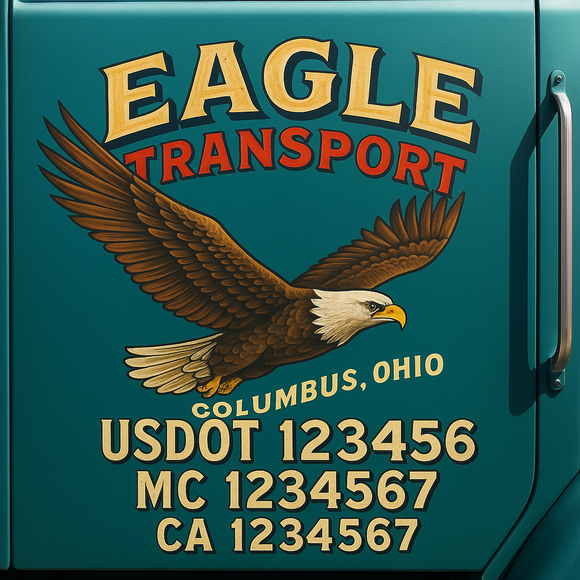 Truck Door Decal Sticker Lettering With USDOT, MC, CA, KYU, GVW & More | Custom Truck Door Decal Sticker Signs (Set of 2)