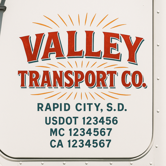 Truck Door Decal Sticker Lettering With USDOT, MC, CA, KYU, GVW & More | Custom Truck Door Decal Sticker Signs (Set of 2)