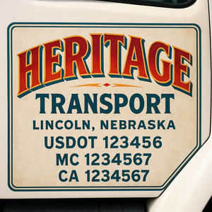 Truck Door Decal Sticker Lettering With USDOT, MC, CA, KYU, GVW & More | Custom Truck Door Decal Sticker Signs (Set of 2)