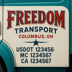 Truck Door Decal Sticker Lettering With USDOT, MC, CA, KYU, GVW & More | Custom Truck Door Decal Sticker Signs (Set of 2)