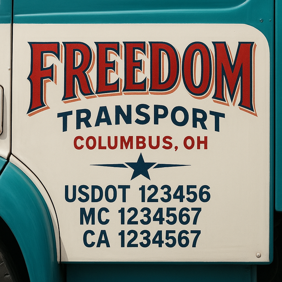 Truck Door Decal Sticker Lettering With USDOT, MC, CA, KYU, GVW & More | Custom Truck Door Decal Sticker Signs (Set of 2)
