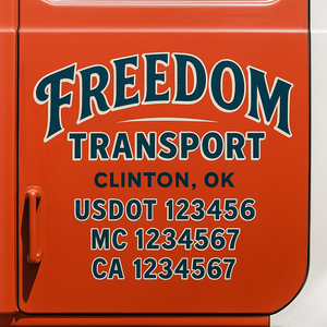 Truck Door Decal Sticker Lettering With USDOT, MC, CA, KYU, GVW & More | Custom Truck Door Decal Sticker Signs (Set of 2)