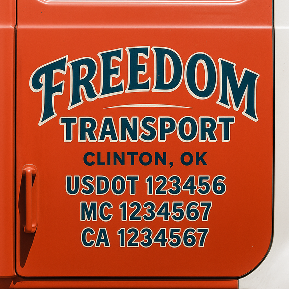 Truck Door Decal Sticker Lettering With USDOT, MC, CA, KYU, GVW & More | Custom Truck Door Decal Sticker Signs (Set of 2)