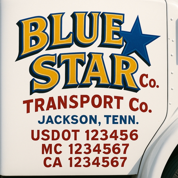 Truck Door Decal Sticker Lettering With USDOT, MC, CA, KYU, GVW & More | Custom Truck Door Decal Sticker Signs (Set of 2)