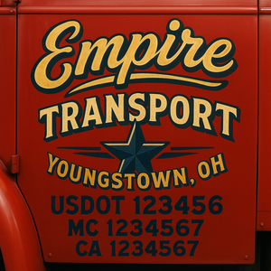 Truck Door Decal Sticker Lettering With USDOT, MC, CA, KYU, GVW & More | Custom Truck Door Decal Sticker Signs (Set of 2)
