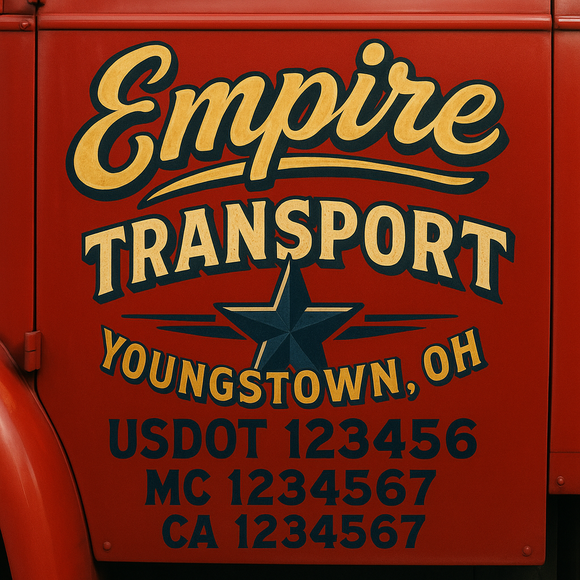 Truck Door Decal Sticker Lettering With USDOT, MC, CA, KYU, GVW & More | Custom Truck Door Decal Sticker Signs (Set of 2)