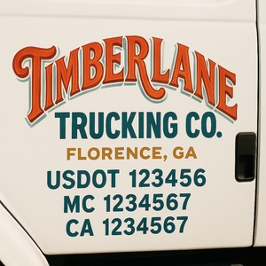 Truck Door Decal Sticker Lettering With USDOT, MC, CA, KYU, GVW & More | Custom Truck Door Decal Sticker Signs (Set of 2)