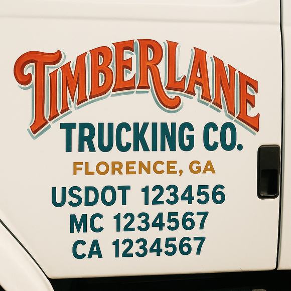 Truck Door Decal Sticker Lettering With USDOT, MC, CA, KYU, GVW & More | Custom Truck Door Decal Sticker Signs (Set of 2)