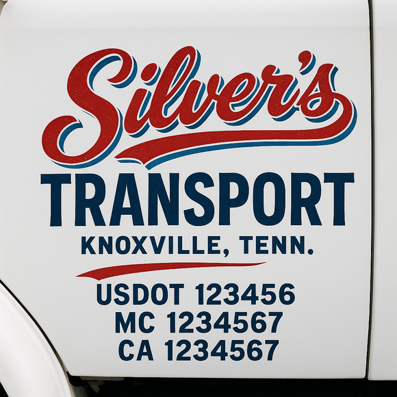 Truck Door Decal Sticker Lettering With USDOT, MC, CA, KYU, GVW & More | Custom Truck Door Decal Sticker Signs (Set of 2)
