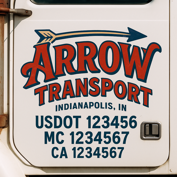 Truck Door Decal Sticker Lettering With USDOT, MC, CA, KYU, GVW & More | Custom Truck Door Decal Sticker Signs (Set of 2)