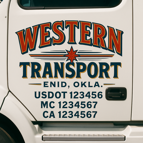 Truck Door Decal Sticker Lettering With USDOT, MC, CA, KYU, GVW & More | Custom Truck Door Decal Sticker Signs (Set of 2)