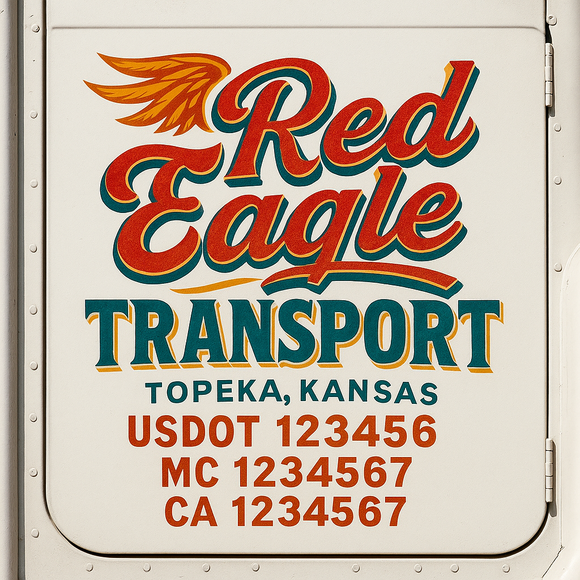 Truck Door Decal Sticker Lettering With USDOT, MC, CA, KYU, GVW & More | Custom Truck Door Decal Sticker Signs (Set of 2)