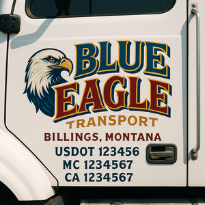 Truck Door Decal Sticker Lettering With USDOT, MC, CA, KYU, GVW & More | Custom Truck Door Decal Sticker Signs (Set of 2)